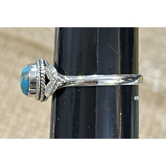 Southwestern Turquoise 925 Sterling Silver Statement Ring Handmade Ring 8.75 - Picture 6 of 7